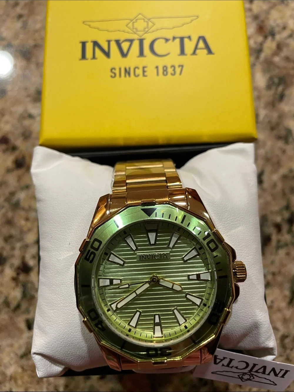 Invicta Gold and Green Men's Stainless Steel Bracelet Watch